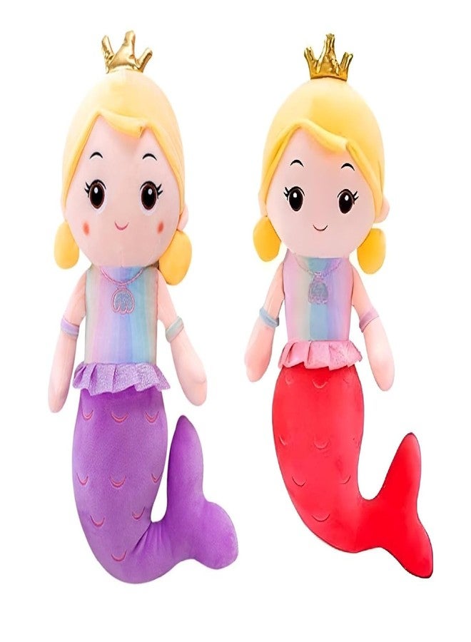 Mimo Mermaid Doll Plush Toy - Soft, Cuddly Stuffed Animal for Kids & Home Decor for Birthday & Festivals (Red & Purple Mermaid)